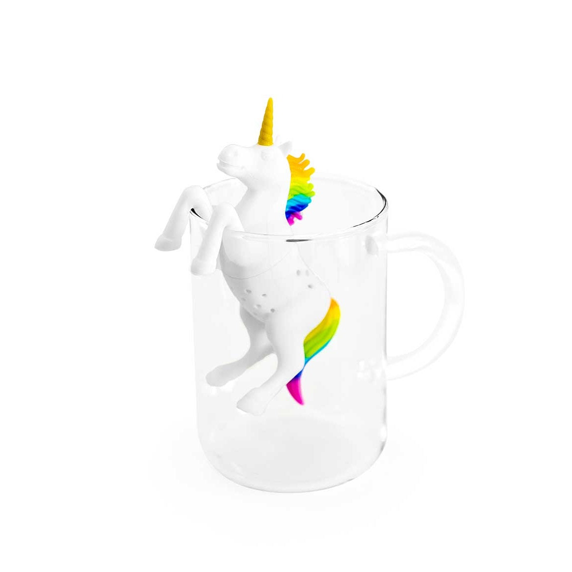 Tee-Einhorn: dieses Teesieb hängt lieber am Tassenrand